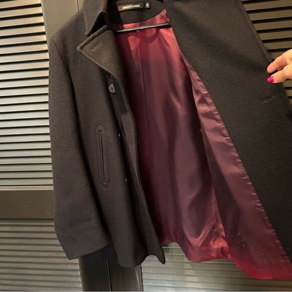 DKNY Women’s Dark Navy Double-Breasted Wool Blend Pea Coat, Size 10 - Picture 7 of 11